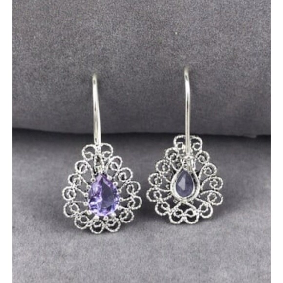 925 Sterling Silver Turkish Filigree Wedding Jewelry Set for Women, HandmadeGift - Picture 6 of 10